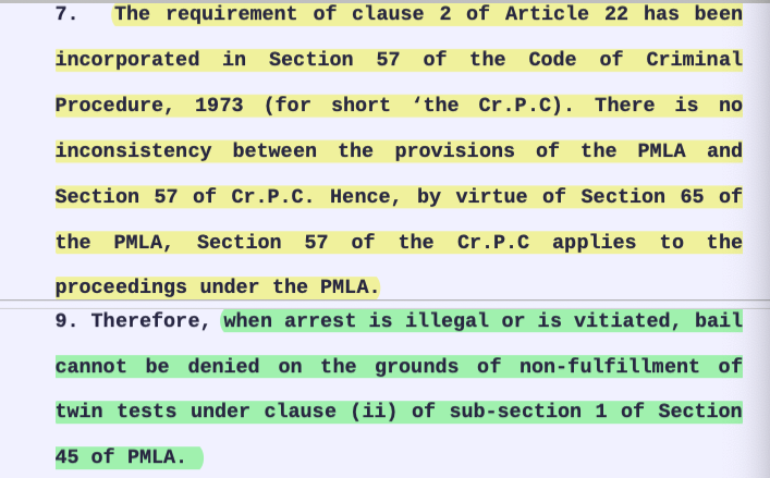 Directorate Of Enforcement vs Subhash Sharma 2025 INSC 141 - S 45 PMLA - S 57 CrPC - Art. 22 Constitution - Bail - Illegal Arrest