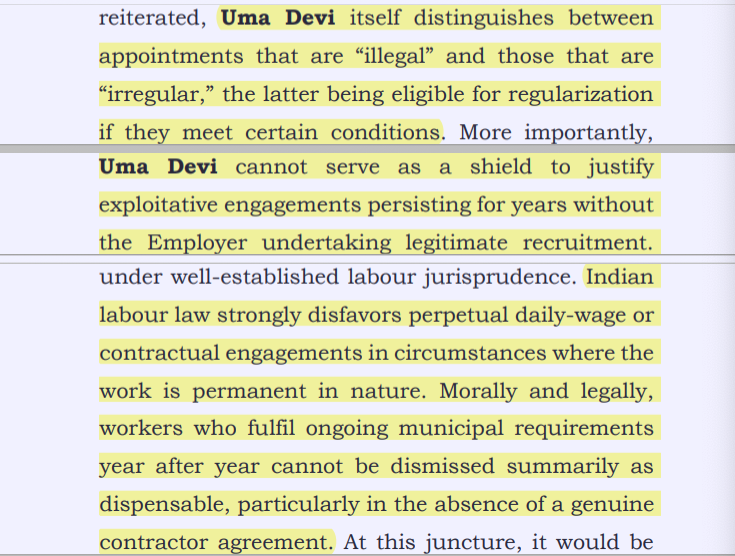 Shripal Vs Nagar Nigam, Ghaziabad 2025 INSC 144 -Labour Law - Uma Devi Judgment -  U.P. Industrial Disputes Act