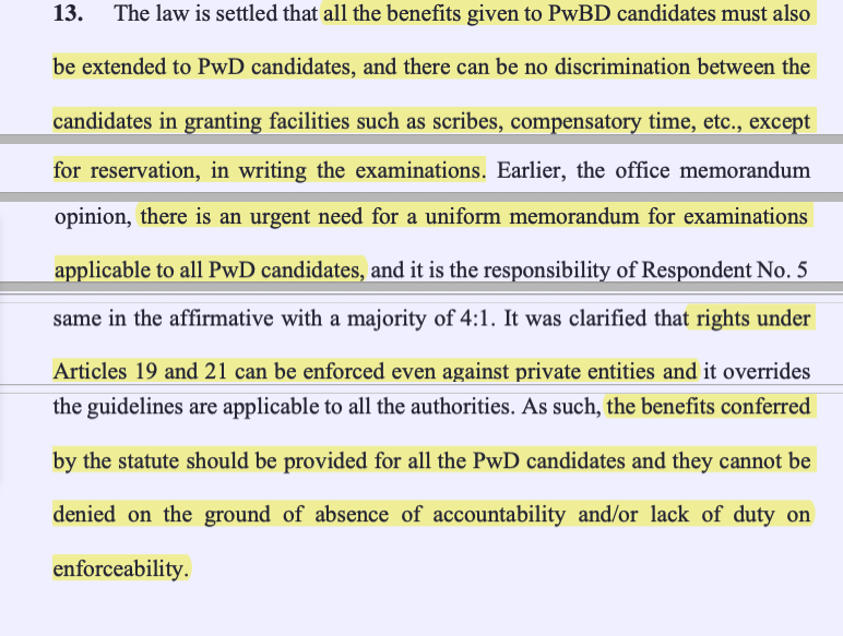 Gulshan Kumar vs  Institute Of Banking Personnel  Selection 2025 INSC 142 -RPwD Act - Scribe Facility